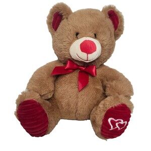 Valentine Hearts & Bows 11" Teddy Bear Plush Corduroy Brown Kellytoys NWOT